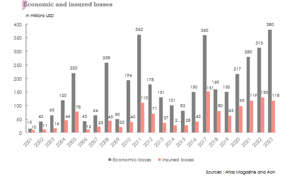 Natural disasters economic and insured losses