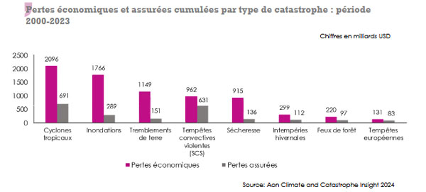 catastrophes naturelles pertes economiques et assurées