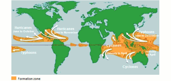 Hurricanes map