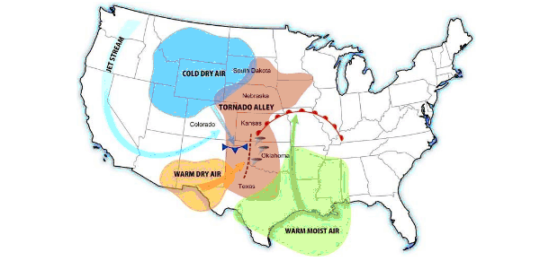 tornadoes USA Map