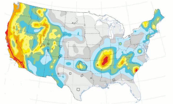 carte seismes USA